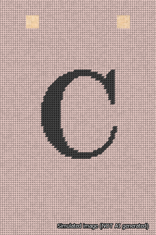 A simulated image of the stitched needlepoint design: Banner 18m Squared C Black on Pink. Not A.I. generated.