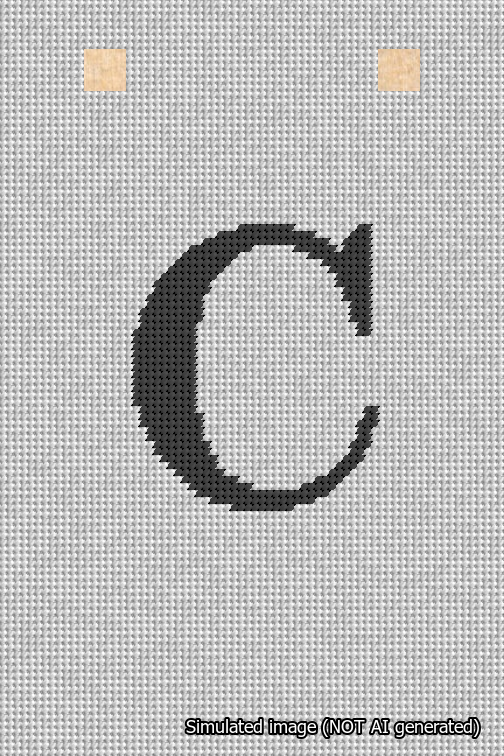A simulated image of the stitched needlepoint design: Banner 18m Squared C Black on White. Not A.I. generated.