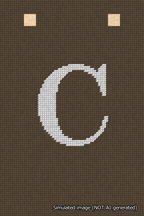 A simulated image of the stitched needlepoint design: Banner 18m Squared C White on Brown. Not A.I. generated.