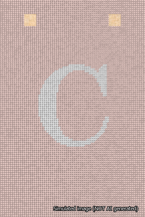 A simulated image of the stitched needlepoint design: Banner 18m Squared C White on Pink. Not A.I. generated.
