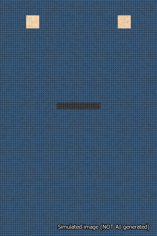 A simulated image of the stitched needlepoint design: Banner 18m Squared Dash Black on Blue. Not A.I. generated.