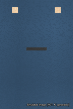 A simulated image of the stitched needlepoint design: Banner 18m Squared Dash Black on Blue. Not A.I. generated.