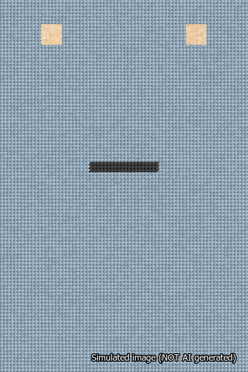 A simulated image of the stitched needlepoint design: Banner 18m Squared Dash Black on Light Blue. Not A.I. generated.