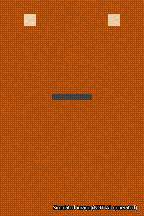 A simulated image of the stitched needlepoint design: Banner 18m Squared Dash Black on Orange. Not A.I. generated.