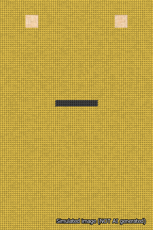A simulated image of the stitched needlepoint design: Banner 18m Squared Dash Black on Yellow. Not A.I. generated.