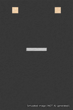 A simulated image of the stitched needlepoint design: Banner 18m Squared Dash White on Black. Not A.I. generated.