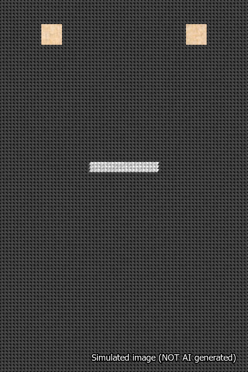 A simulated image of the stitched needlepoint design: Banner 18m Squared Dash White on Black. Not A.I. generated.