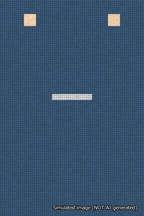 A simulated image of the stitched needlepoint design: Banner 18m Squared Dash White on Blue. Not A.I. generated.