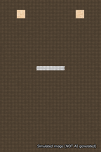 A simulated image of the stitched needlepoint design: Banner 18m Squared Dash White on Brown. Not A.I. generated.