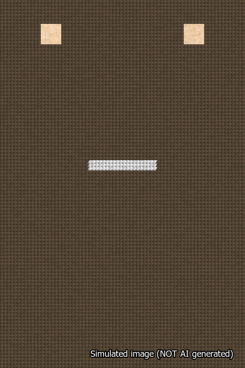 A simulated image of the stitched needlepoint design: Banner 18m Squared Dash White on Brown. Not A.I. generated.