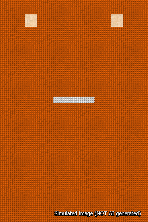 A simulated image of the stitched needlepoint design: Banner 18m Squared Dash White on Orange. Not A.I. generated.