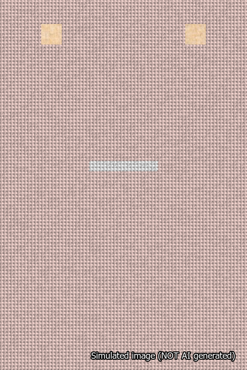 A simulated image of the stitched needlepoint design: Banner 18m Squared Dash White on Pink. Not A.I. generated.