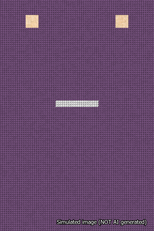 A simulated image of the stitched needlepoint design: Banner 18m Squared Dash White on Purple. Not A.I. generated.