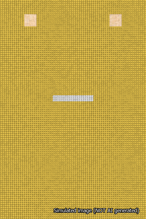 A simulated image of the stitched needlepoint design: Banner 18m Squared Dash White on Yellow. Not A.I. generated.