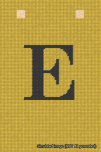 A simulated image of the stitched needlepoint design: Banner 18m Squared E Black on Yellow. Not A.I. generated.