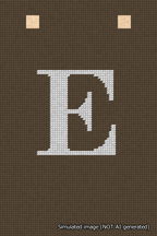 A simulated image of the stitched needlepoint design: Banner 18m Squared E White on Brown. Not A.I. generated.