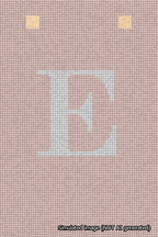 A simulated image of the stitched needlepoint design: Banner 18m Squared E White on Pink. Not A.I. generated.