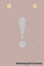 A simulated image of the stitched needlepoint design: Banner 18m Squared Exclamation White on Pink. Not A.I. generated.