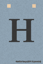 A simulated image of the stitched needlepoint design: Banner 18m Squared H Black on Light Blue. Not A.I. generated.