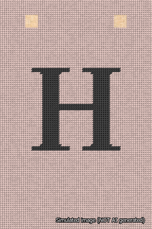 A simulated image of the stitched needlepoint design: Banner 18m Squared H Black on Pink. Not A.I. generated.