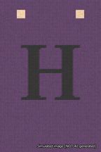 A simulated image of the stitched needlepoint design: Banner 18m Squared H Black on Purple. Not A.I. generated.