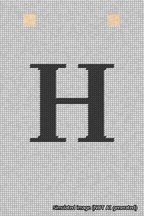 A simulated image of the stitched needlepoint design: Banner 18m Squared H Black on White. Not A.I. generated.