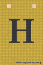 A simulated image of the stitched needlepoint design: Banner 18m Squared H Black on Yellow. Not A.I. generated.