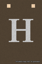 A simulated image of the stitched needlepoint design: Banner 18m Squared H White on Brown. Not A.I. generated.