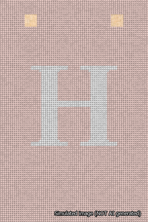 A simulated image of the stitched needlepoint design: Banner 18m Squared H White on Pink. Not A.I. generated.