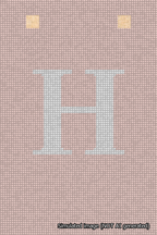A simulated image of the stitched needlepoint design: Banner 18m Squared H White on Pink. Not A.I. generated.