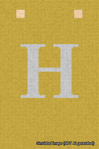 A simulated image of the stitched needlepoint design: Banner 18m Squared H White on Yellow. Not A.I. generated.