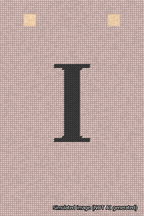 A simulated image of the stitched needlepoint design: Banner 18m Squared I Black on Pink. Not A.I. generated.