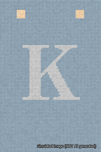 A simulated image of the stitched needlepoint design: Banner 18m Squared K White on Light Blue. Not A.I. generated.