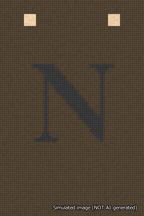 A simulated image of the stitched needlepoint design: Banner 18m Squared N Black on Brown. Not A.I. generated.