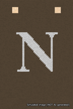 A simulated image of the stitched needlepoint design: Banner 18m Squared N White on Brown. Not A.I. generated.