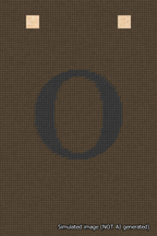 A simulated image of the stitched needlepoint design: Banner 18m Squared O Black on Brown. Not A.I. generated.