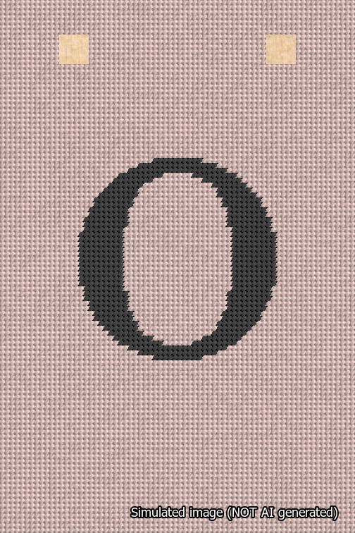 A simulated image of the stitched needlepoint design: Banner 18m Squared O Black on Pink. Not A.I. generated.