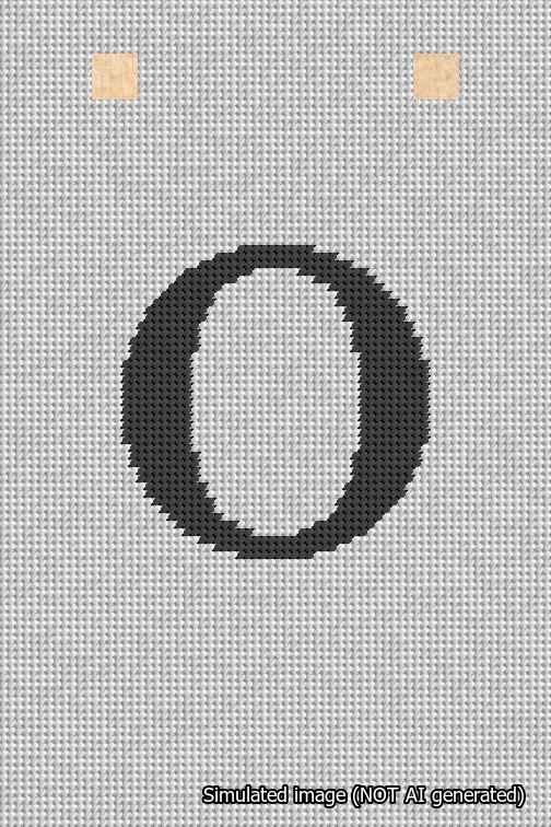 A simulated image of the stitched needlepoint design: Banner 18m Squared O Black on White. Not A.I. generated.