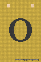A simulated image of the stitched needlepoint design: Banner 18m Squared O Black on Yellow. Not A.I. generated.