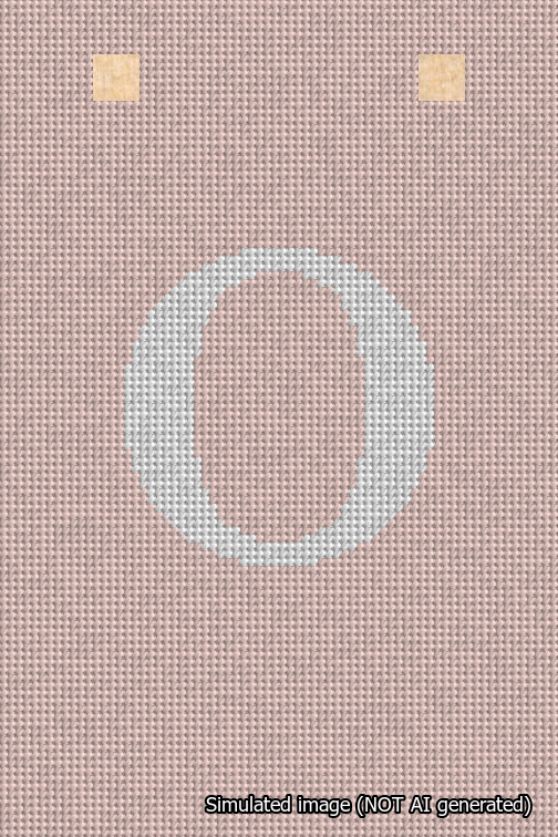 A simulated image of the stitched needlepoint design: Banner 18m Squared O White on Pink. Not A.I. generated.