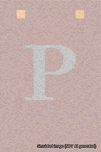 A simulated image of the stitched needlepoint design: Banner 18m Squared P White on Pink. Not A.I. generated.