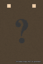 A simulated image of the stitched needlepoint design: Banner 18m Squared Question Black on Brown. Not A.I. generated.