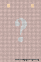 A simulated image of the stitched needlepoint design: Banner 18m Squared Question White on Pink. Not A.I. generated.