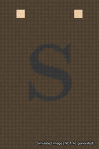 A simulated image of the stitched needlepoint design: Banner 18m Squared S Black on Brown. Not A.I. generated.