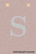 A simulated image of the stitched needlepoint design: Banner 18m Squared S White on Pink. Not A.I. generated.