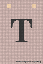 A simulated image of the stitched needlepoint design: Banner 18m Squared T Black on Pink. Not A.I. generated.