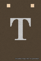 A simulated image of the stitched needlepoint design: Banner 18m Squared T White on Brown. Not A.I. generated.
