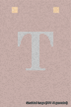 A simulated image of the stitched needlepoint design: Banner 18m Squared T White on Pink. Not A.I. generated.