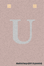 A simulated image of the stitched needlepoint design: Banner 18m Squared U White on Pink. Not A.I. generated.