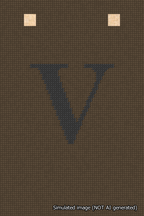 A simulated image of the stitched needlepoint design: Banner 18m Squared V Black on Brown. Not A.I. generated.